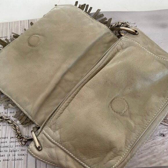 REPTILE'S HOUSE Grey Woven Leather CrossBody/Clutch with Fringe/Detachable Strap - Picture 3 of 8